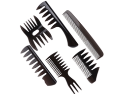 Conjunto de 6 peças de pentes retrô para cabelo Homem Óleo com dentes longos e design portátil.