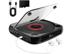Leitor Cd Portátil Com Bateria Recarregável E Som Hifi, Compacto Para Casa E Viagens, Compátivel Com Conexões