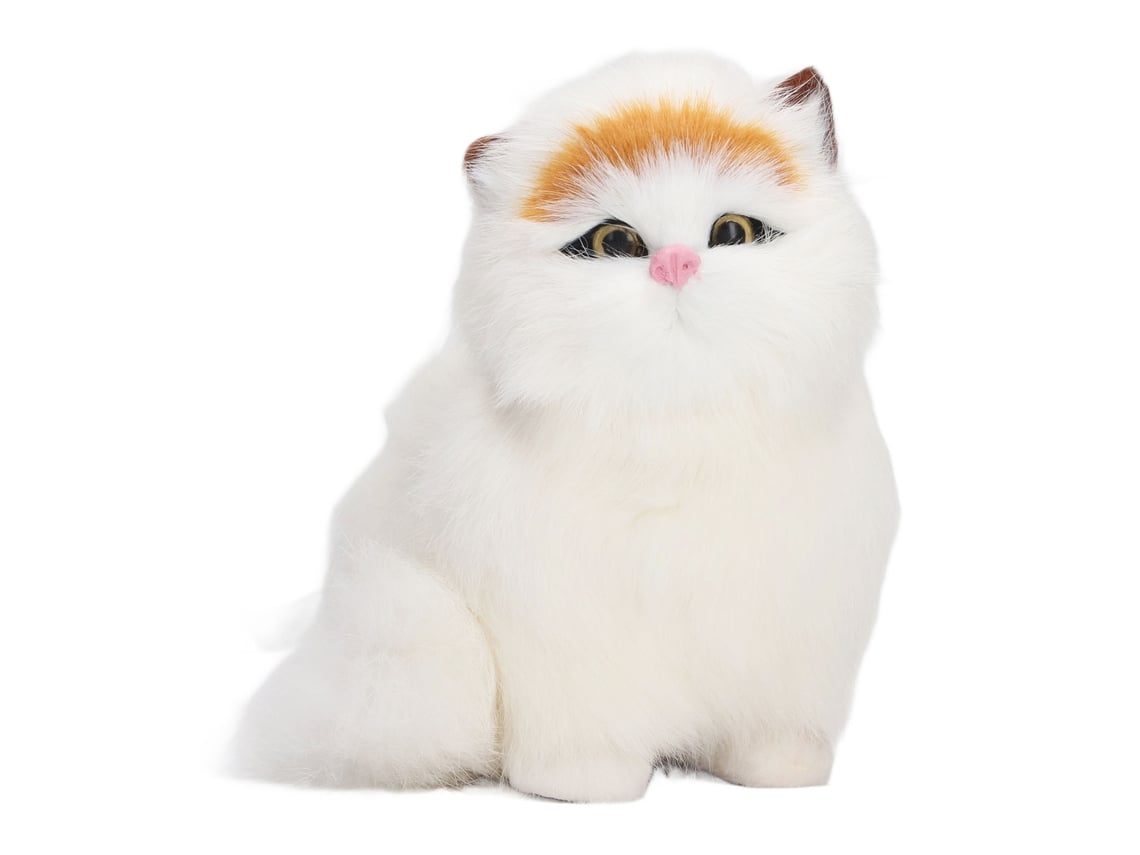 Ats estatsua de Gatso de Pelo Sintético Divertida Y Exquisita Figura de Gatso Peludo Simulada Decoración para Hogar Ventana Ojos Abiertos