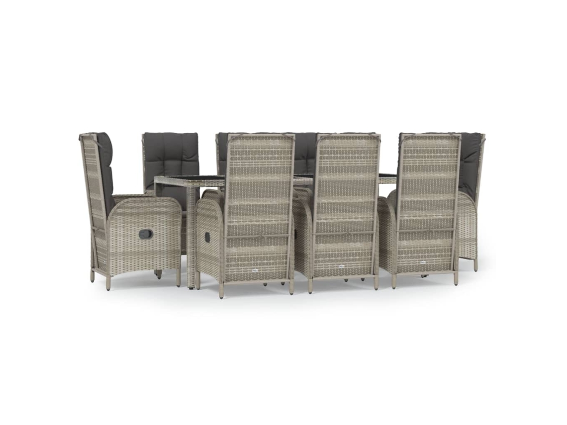 Garden Dining Set, Garden Dining Sets Vidaxl Cinzeto Rattan / Vime (mesa Com 190 Cm De Comprimento)