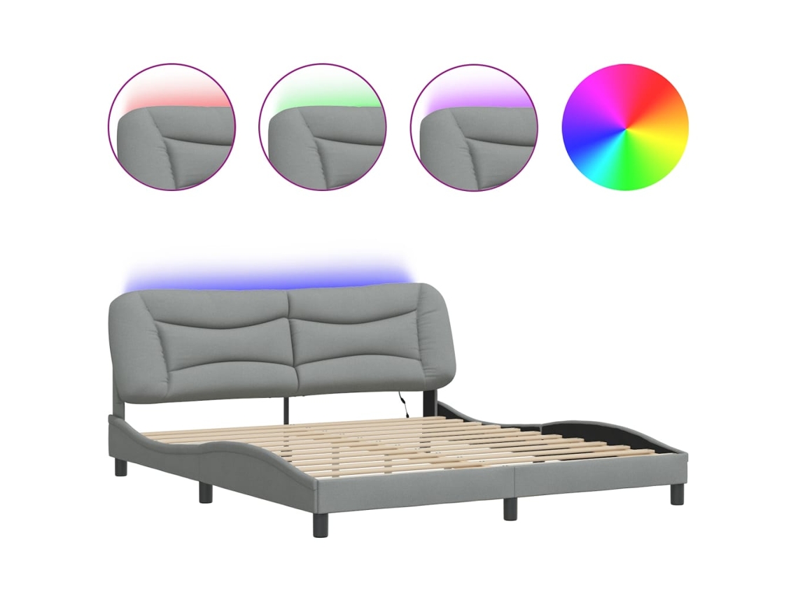 Bed Frame, Bed Frames Vidaxl Cinzeto Tecido (180 X 200 Cm)