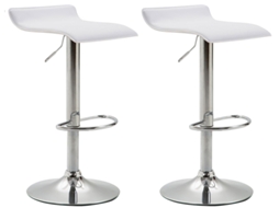 Conjunto de 2 bancos de bar em imitação de pele Dyn V2 branco/cromo CLP