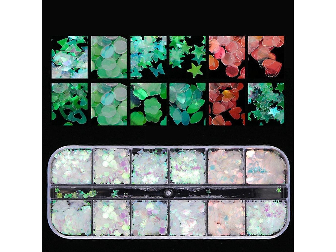 12 Grades Holográficas Laser Art Supplies Flocos De Unhas De Sereia Paillettes Decoração De Unhas Brilhos Para Fazer Joias Diy Hengrongshen