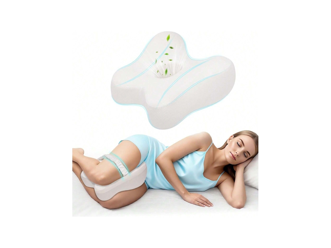 Almofada De Espuma Viscoelástica Para Os Joelhos, Ideal Para Quem Dorme De Lado, E Almofada Elástica Para As Pernas, Para Aliviar As Dores Ciáticas.