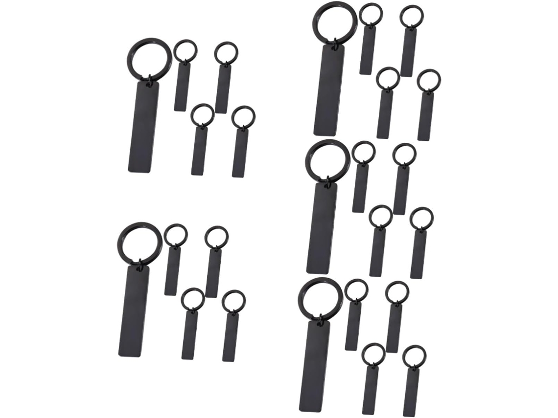 25 Peças De Chaveiro Com Pingente Retangular Brilhante Para Personalização.