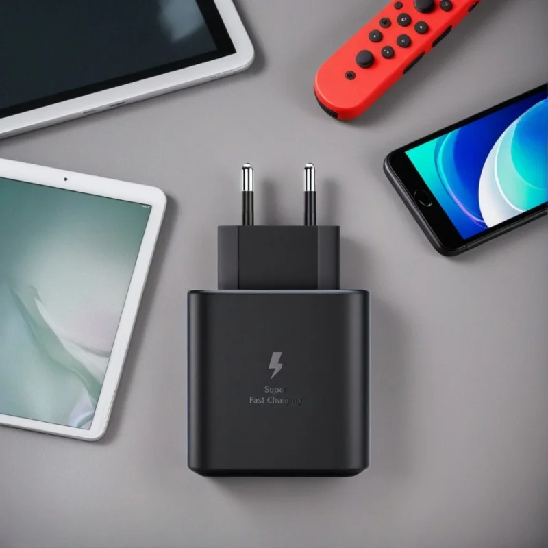Cabo De Dados Usb-c Supercharge De 45 W (padrão Europeu, Preto) Adaptador Portátil Para Carregamento Rápido