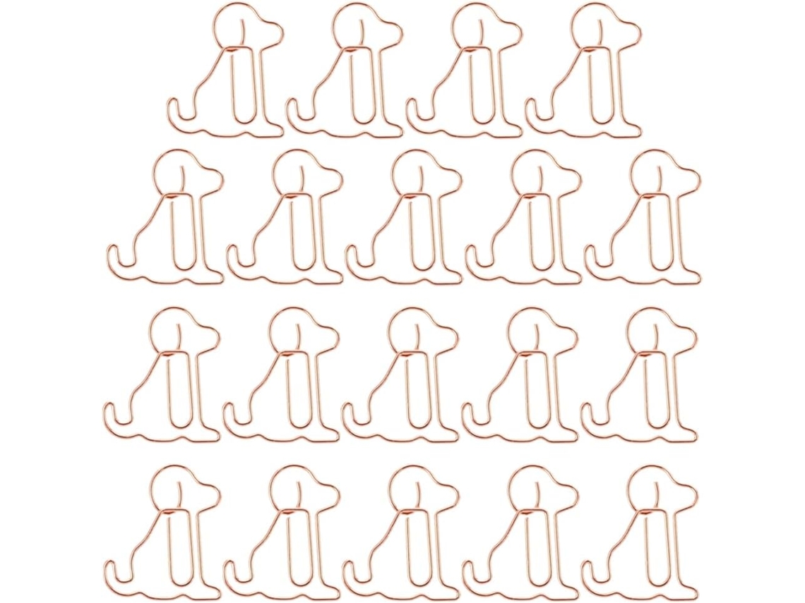 Clips De Papel Uonlytech Criativos E Multifuncionais Em Formato Cachorro Na Cor Ouro Rosé, 50-unidades, Para Escritório