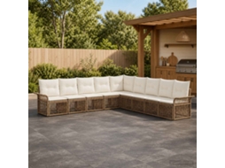 Vidaxl Conjunto De Sofá De Jardim 9 Unid. Bege Vime Pe