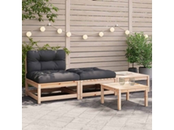 Vidaxl Sofá Sem Apoio De Braços P/ Jardim C/ Almofadões/apoios De Pés