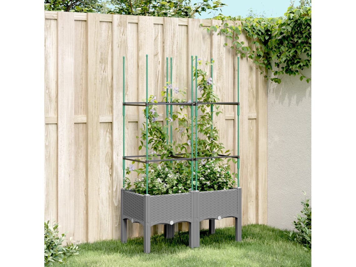Vidaxl Vaso/floreira Jardim C/ Treliça 80x40x142,5cm Pp Cinzento-claro