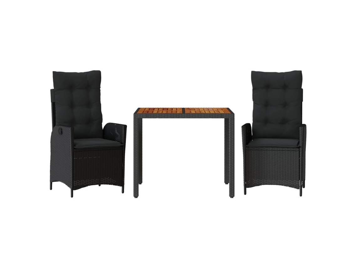 Garden Dining Set, Garden Dining Sets Vidaxl Preto Rattan / Vime (90 Cm Table Length)