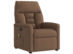 Vidaxl Poltrona De Massagens Reclinável Tecido Castanho