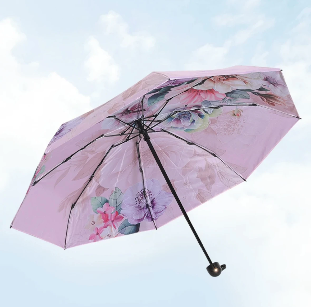 Guarda chuva de Dupla Camada, com Estampa em Ambos os Lados, Cola Preta, Proteção Solar e Proteção Uv. MDUG (rosa)