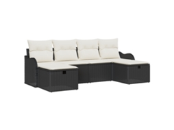Conjunto 6 Conjunto De Sofá De Jardim Vidaxl Preto Vime Pe (231 X 117 X 85 Cm)