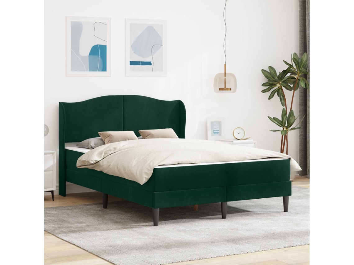 Vidaxl Estrutura da Cama Verde escuro 120 X 200 Cm Veludo