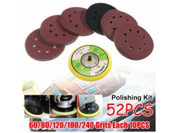 52 Peças 125mm Discos De Lixa Abrasiva Redondos 60 80 120 180 240 Grit Placa De Apoio Para Ferramentas De Polimento