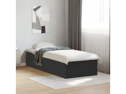 Vidaxl Estrutura De Cama 75x190 Cm Derivados De Madeira Preto