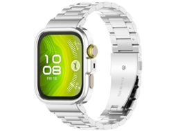 Bracelete para Huawei Watch Fit 4 XIAOMOYU aço inoxidável com fivela de três contas prata