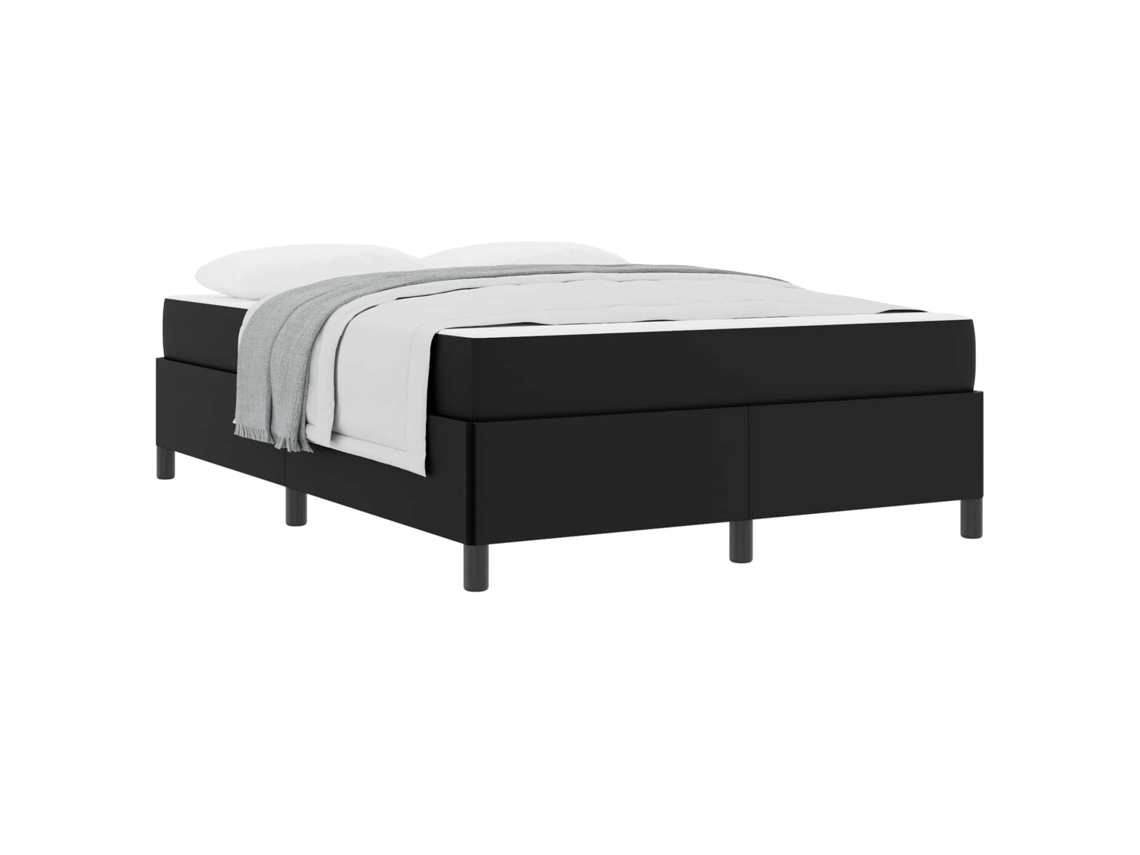 Cama De Casal | Camas Para Quarto | Estrutura Da Cama Com Colchão Preto 140 X 190 Cm Tecido