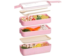 Marmita Bento Japonesa Reutilizável Com 3 Compartimentos, Recipiente Para Preparo De Alimentos Com Garfo E Colher