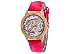 Relógio de casal Zhoulianfa Quartz com pulseira de lona e mostrador redondo (vermelho)
