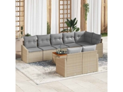 Vidaxl Conjunto de Sofá de Jardim 9 Pcs Bege e Cinza Claro Vime Pe
