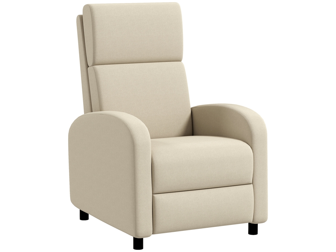 Cadeira Reclinável Tv Com Apoio Pés Dobrável Até160°, Medidas Creme 64x86x102cm