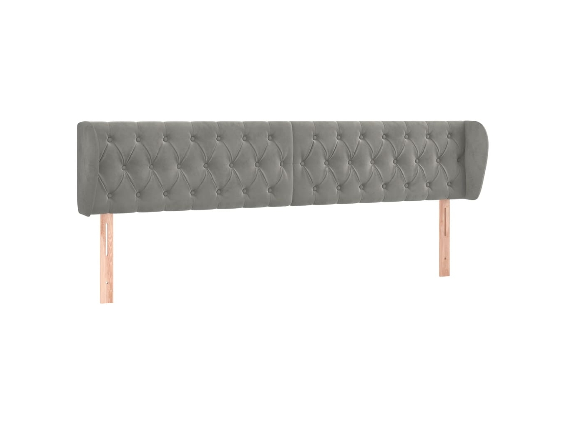 Cabeceira de Cama C/ Abas Veludo Cinzento Claro MAISON EXCLUSIVE (203x23x78 cm)