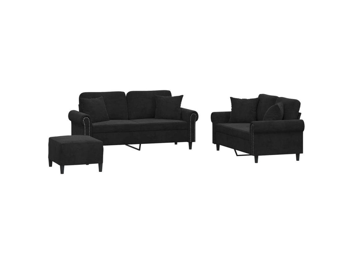 Sofa Set, Sofa Sets Vidaxl Preto Veludo (n/a)