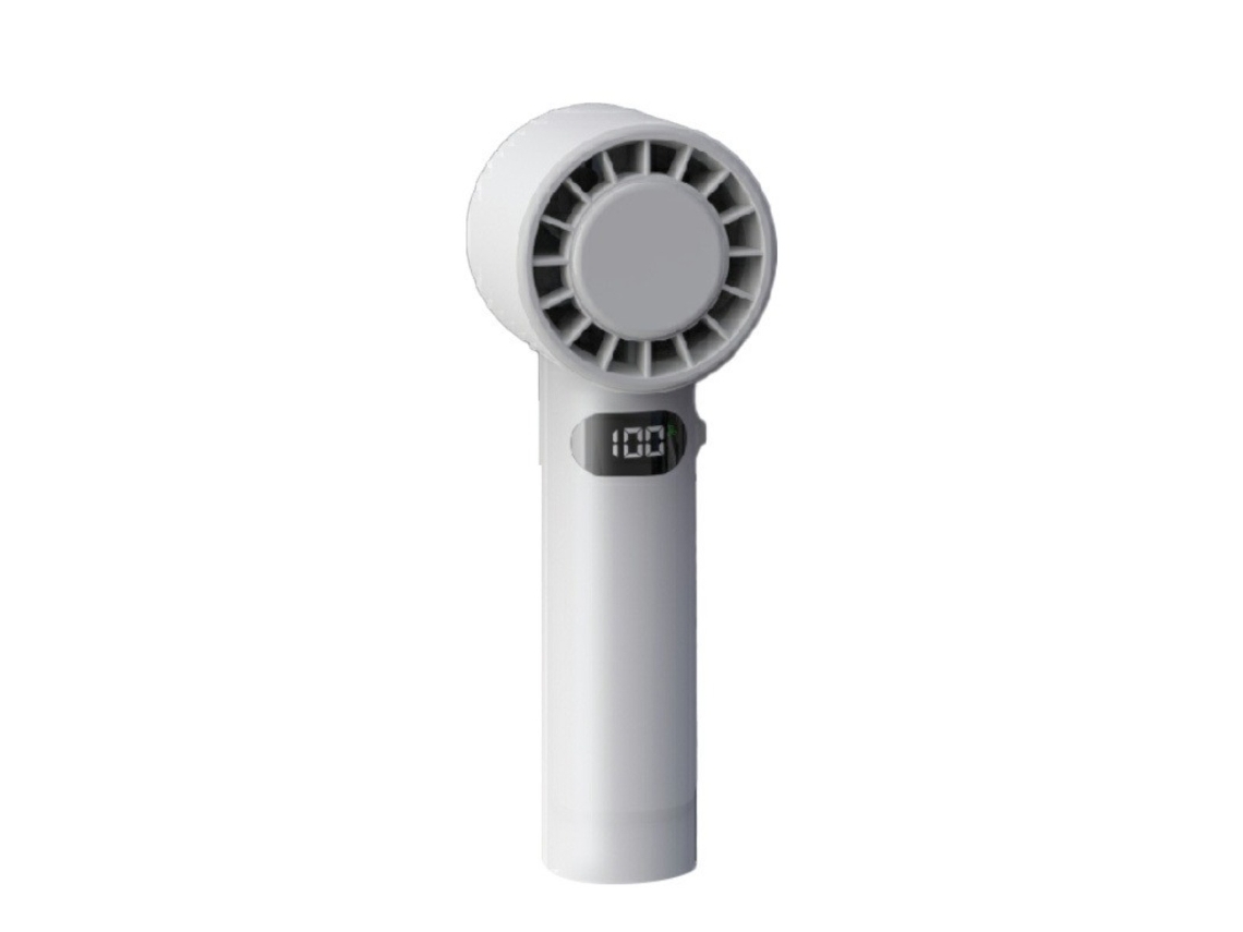 Ventilador Portátil De Alta Velocidade Com Visor Digital, Resfriamento Termoelétrico, 100 Níveis De Velocidade, Bateria De 1200mah, Branco