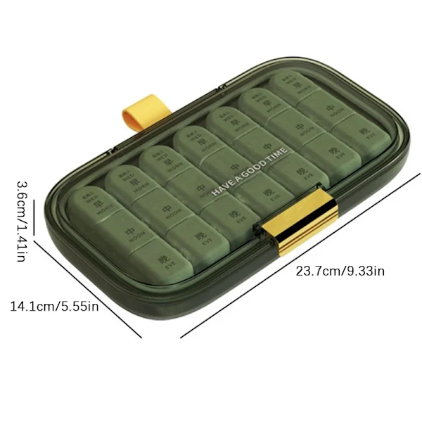 Porta Comprimidos Portátil /nn/ Para Três Refeições, Grande Capacidade Verde Perfeito Aquaforge