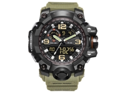 Reloj Deportivo Masculino Con Dial Digital Luminoso Y Correa De Plástico Impermeable (negro+caqui)