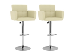 Vidaxl Bancos De Bar 2 Pcs Couro Artificial Cor Creme