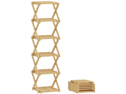 Sapateira Dobrável 6 Prateleiras Bambu 9 Pares Natural BRAVENTO