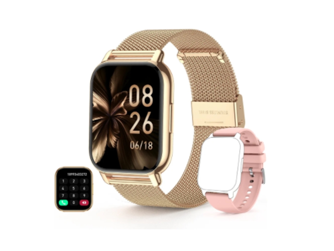 Smartwatch YIZHOOD Te797 Conexão com Um Clique Entre Sistemas Android e Ios Ouro