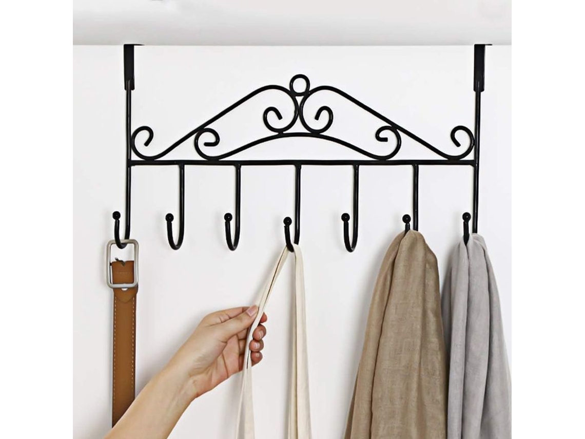 Porta Toallas Sobre Puerta Con 7 Ganchos, Organizador Decorativo De Acero Inoxidable Para Ropa Sombreros Bolsos