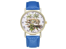 Relógio de pulso analógico de quartzo com pulseira de PU para casais (azul royal)
