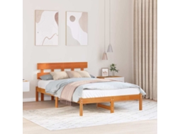 Vidaxl Estrutura Da Cama Castanho 120 X 190 Cm Madeira De Pinho Maciça