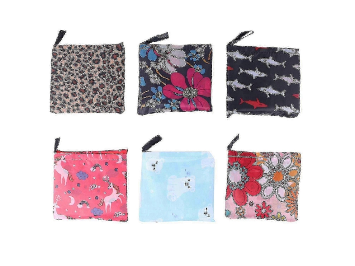 Kit com 6 Sacolas de Compras Reutilizáveis ​​e Dobráveis ​​2025, 6 Estilos Diferentes, Sacolas Resistentes e Laváveis GOKOCO