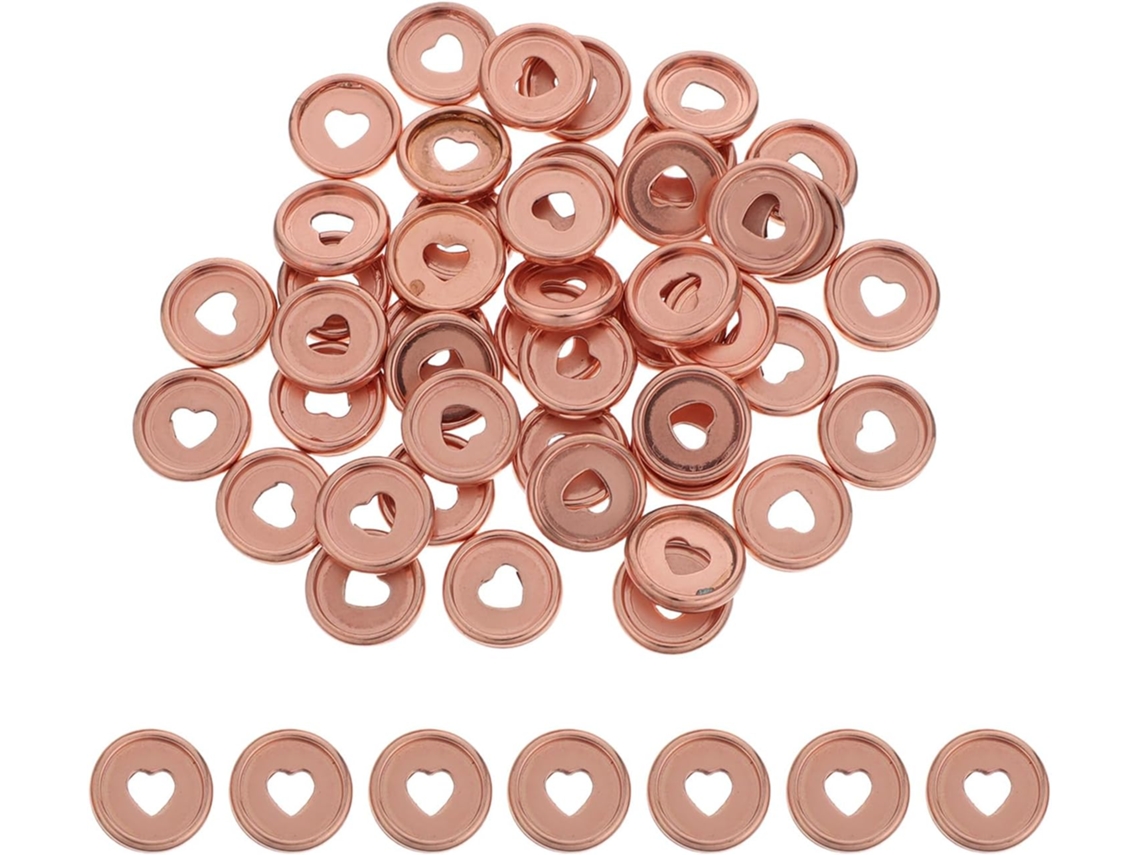 Healeved Conjunto De 50 Discos Plástico Em Formato Coração, Argolas Rosa, Tamanho Pequeno, Para Cadernos, Agendas E