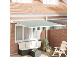 Vidaxl Toldo Retrátil Verde E Branco 350 X 250 Cm Tecido E Alumínio
