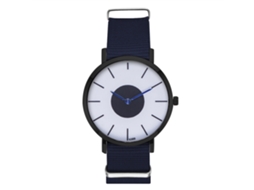 Relógio masculino casual com pulseira de nylon, mostrador redondo, quartzo azul royal.