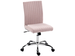 Cadeira De Escritório Sem Braços Giratória 360° Altura Regulável, Dimensões 43x56x89-99 Cm Rosa
