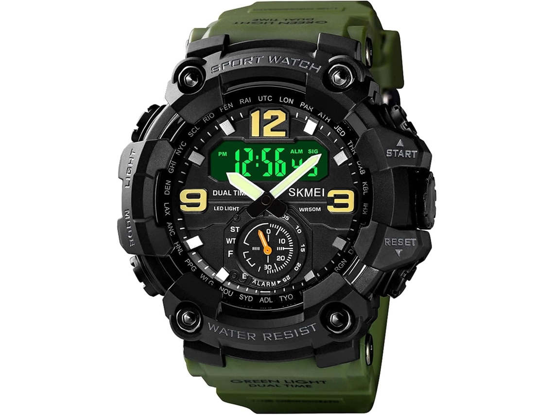 Lurelia Relógio Digital Desportivo, Visor Digital, Led, Cronómetro, Alarme, Data/calendário, 12/24h, Resina, Resistente À Água, Preto
