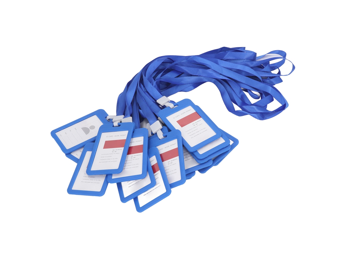 2026 kit de 20 Porta identidade com Cordão Duas Faces Plástico Crachá Estudante Funcionário Azul