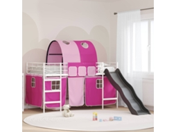 Vidaxl Cama Loft para Crianças Branco e Rosa 90 X 200 Cm Metal