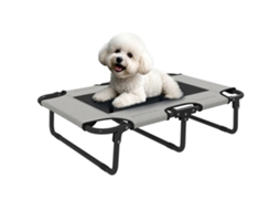 Cama Elevada Para Cão Dobrável, Cama Para Animal De Exterior Com Design Em Rede, Cinzento Claro Oxford, 75 X 51 X 18 Cm