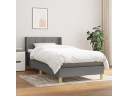 Vidaxl Cama Com Molas/colchão 100x200 Cm Tecido Cinza-escuro