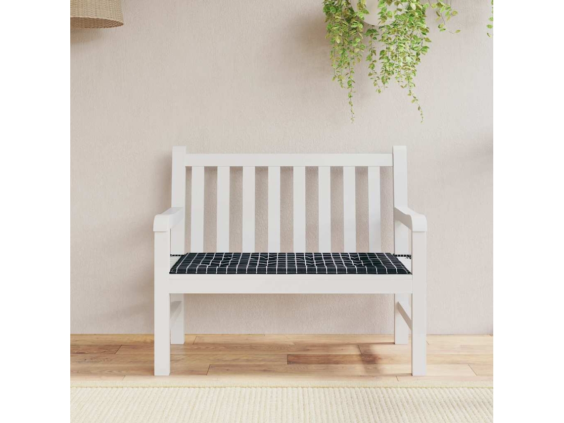 Vidaxl Almofadão P/ Banco Jardim 120x50x3cm Tecido Oxford Xadrez Preto