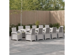 Vidaxl Conjunto De Jantar Para Jardim 14 Unid. Branco E Creme Pp